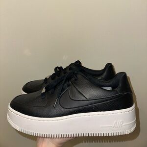 Nike black platform air force 1s
